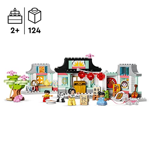 LEGO 10411 Duplo Aprende sobre la Cultura China, Juguete Educativo, Cafetería, Templo y Oso Panda, Actividades para Niños de 2 Años o Más, Yinga Yang