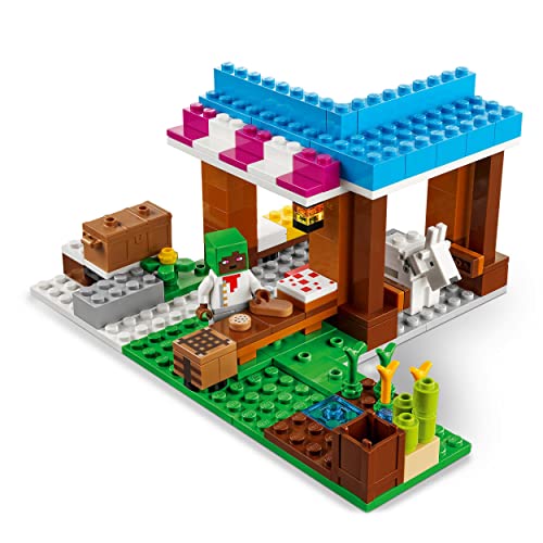LEGO 21184 Minecraft La Pastelería, Set de Construcción Inspirado en Videojuego, Granja de Juguete y Aldea & 21179 Minecraft La Casa-Champiñón, Juguete para Niños, Idea de Regalo con Figuras de Alex