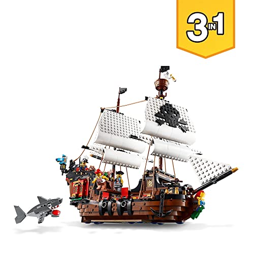 LEGO 31109 Creator 3en1 Barco Pirata, Isla Calavera o Taberna, Juego Creativo, Set de Construcción & 31088 Creator 3en1 Criaturas del Fondo Marino: Tiburón, Cangrejo y Calamar o Pez Abisal