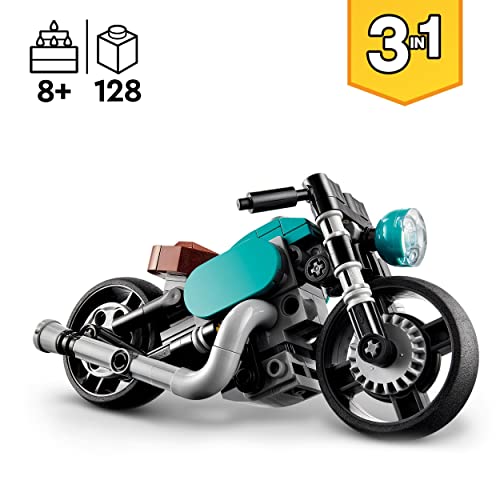 LEGO 31135 Creator 3 en 1 Moto Clásica, Bici Callejera o Coche Dragster, Vehículos de Juguete para Niños y Niñas Pequeños, Idea de Regalo, Juego Creativo