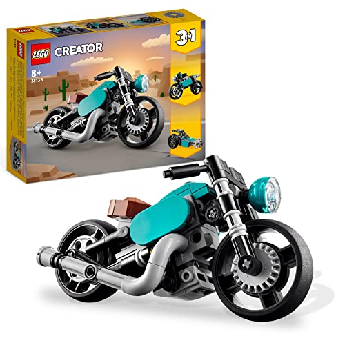 LEGO 31135 Creator 3 en 1 Moto Clásica, Bici Callejera o Coche Dragster, Vehículos de Juguete para Niños y Niñas Pequeños, Idea de Regalo, Juego Creativo