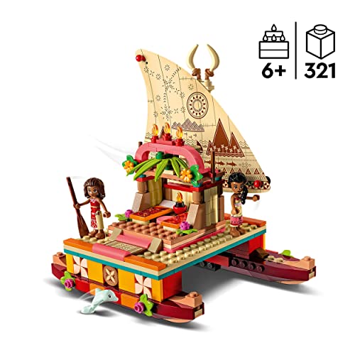 LEGO 43210 Disney Princess Barco Aventurero de Vaiana, Catamarán con Mini Muñecas y Delfín, Juguete de Construcción para Niñas y Niños de 6 Años o Más & 76245 Marvel Meca y Moto del Motorista Fantasma