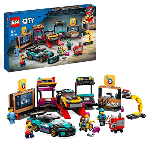 LEGO 60389 City Taller Mecánico de Tuning con 2 Coches de Juguete Personalizables & 60333 City Stuntz Moto Acrobática: Bañera, Juguete de Construcción