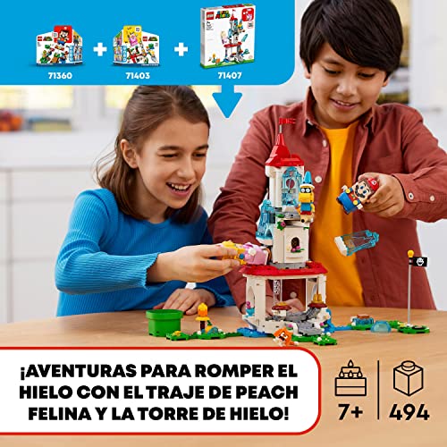 LEGO 71407 Super Mario Set Expansión: Torre Hielo y Traje Peach Felina, Juego Construcción Mario Bros, Castillo Juguete y Minifiguras Toad, Regalo Coleccionable Niños y Niñas