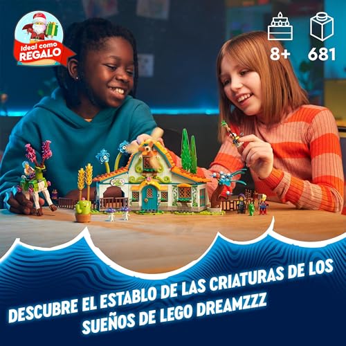LEGO 71459 DREAMZzz Establo de Criaturas de los Sueños, Juego de Granja con Figura de Ciervo Construible de 2 Formas, Minifiguras y Animales Míticos de Juguete, Regalo de Reyes para Niños y Niñas