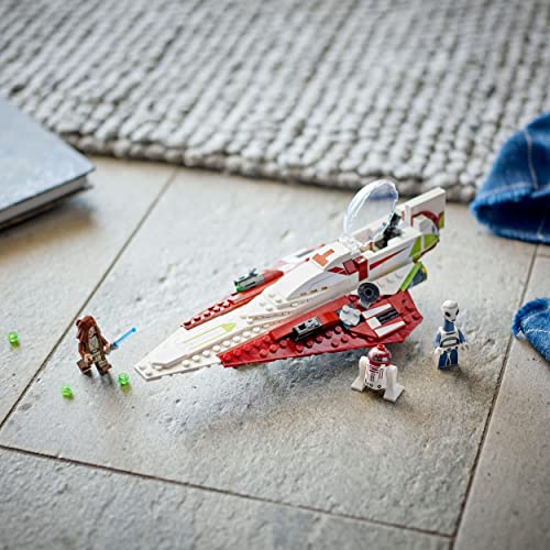 LEGO 75333 Star Wars Caza Estelar Jedi de OBI-WAN Kenobi, Juguete de Construcción para Niños de 7 Años o Más, Droide R4-P17, Taun We y Espadas Láser