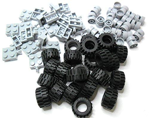 LEGO City - Rueda, neumático y Eje Gris - 72 Piezas. Entrega como ilustrado en Blister-Pack.