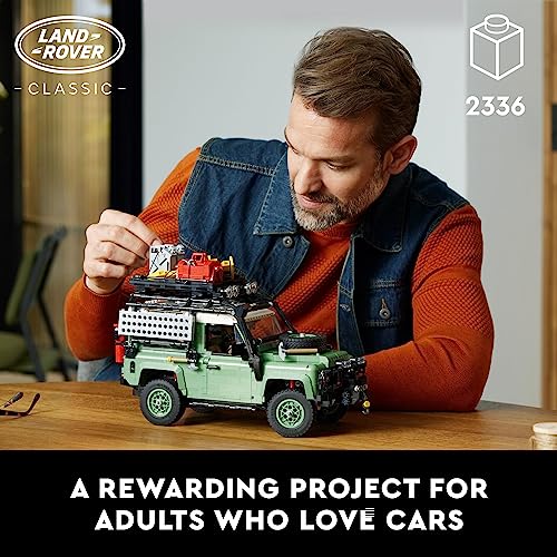 LEGO Icons Land Rover Classic Defender 90 10317 - Juego de construcción de coche para adultos y amantes de los coches clásicos, este proyecto inmersivo basado en un icono todoterreno es un gran regalo