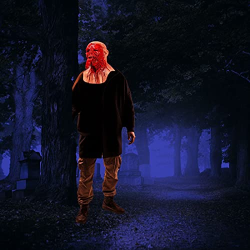 LEKA NEIL - Máscara de Halloween, máscara de zombi, vampiro, disfraz espeluznante, máscara de cadáver, para fiesta, rojo B