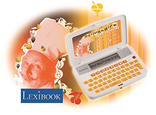 Lexibook-El Diccionario Cocina del Libro 500 Recetas Express de la A a la Z: sopas, ensaladas, postres-Glosario de términos técnicos-Lista de Compras-Blanco/Naranja (DN602)