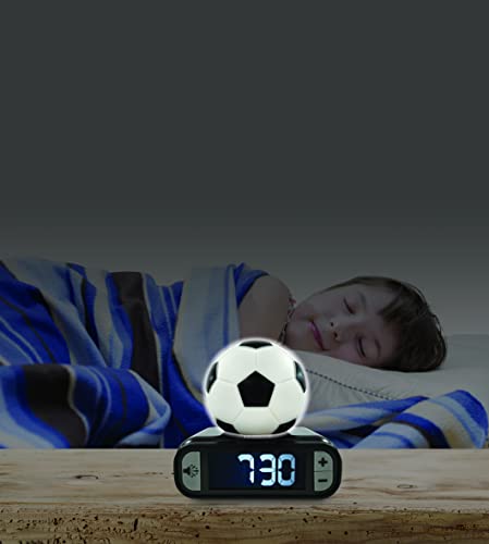 Lexibook - Reloj Despertador Digital de balón de fútbol con luz Nocturna, repetición de Alarma, Reloj, balón de fútbol Luminoso, Color Negro - RL800FO