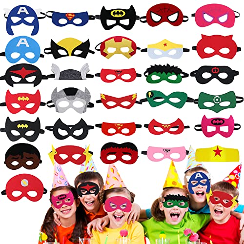 LGZIN 31 Piezas Máscaras de Superhéroe, Máscaras de Fieltro, Máscaras para Niños, Máscaras de Fiesta, Fiesta Máscaras para Niños, Favores de Fiesta para niños, niñas y niños