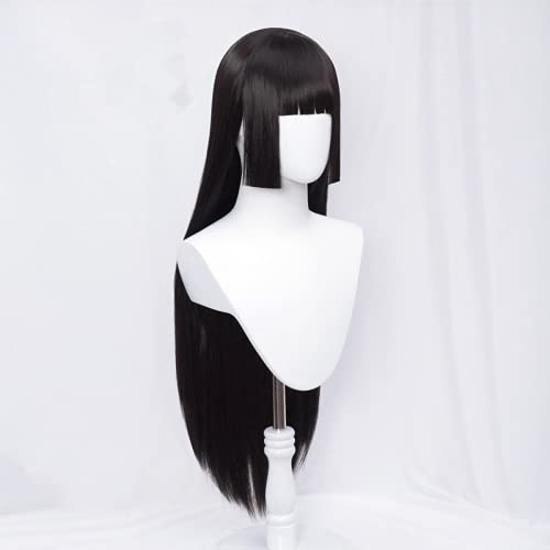 Liamiona Jabami Yumeko Anime Cosplay peluca larga recta negra para mujeres niñas + gorra de peluca gratis