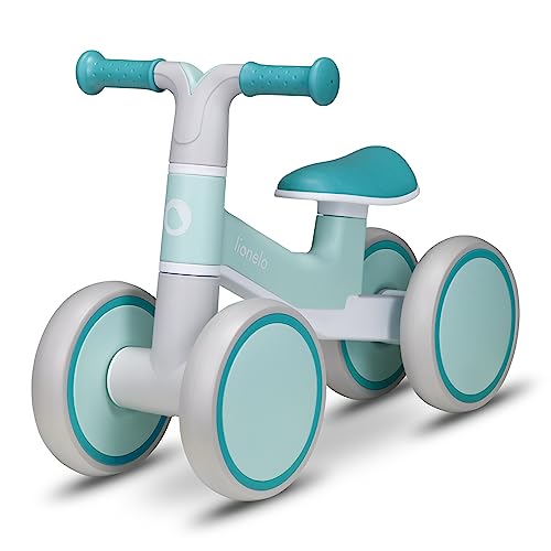 lionelo VILLY Bicicleta de Equilibrio Ligera, Correpasillos para bebés 4 Ruedas de 1 a 3 años (hasta 30 kg), Amortiguación Delantera, Asiento ergonómico, Regalo para niñas y niños (Turquoise)