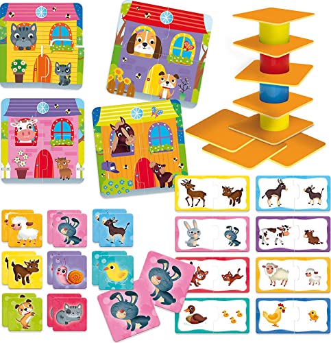 Liscianigiochi Carotina Baby 4 juegos en 1, Colección de juegos educativos para niños de 1 a 4 años, Multicolor