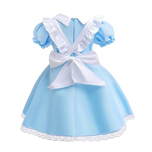 Lito Angels Disfraz Vestido de Alicia en el País de las Maravillas con Delantal Blanco y Aro de Pelo para Niñas Talla 6-8 años, Azul (Número de etiqueta 130)