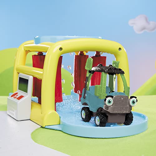 little tikes Let's Go Cozy Coupe - Túnel de Lavado Que Cambia de Color con vehículo Push and Play - Incluye camión Go Green,Set de Juego, Herramientas de jardín y Carrito - Edad: 3+