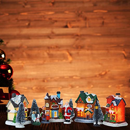 LIUASMUE Escena de Navidad de resina con adornos de luz LED cálida para regalos de Año Nuevo, juguetes iluminados para bebés de 6 a 12 meses, juguetes iluminados para bebés de 12 a 18 meses
