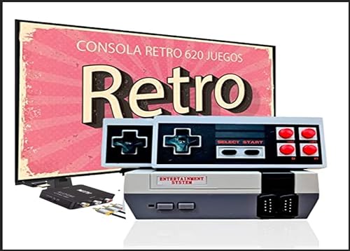 LIXYN Consola de Juegos Retro, Sistema de Juego Clásica años 80 y 90 con 620 Juegos y 2 Mandos con Cable,Consolas de Juego de Doble Control, Incluye Adaptador HDMI y Cable HDMI