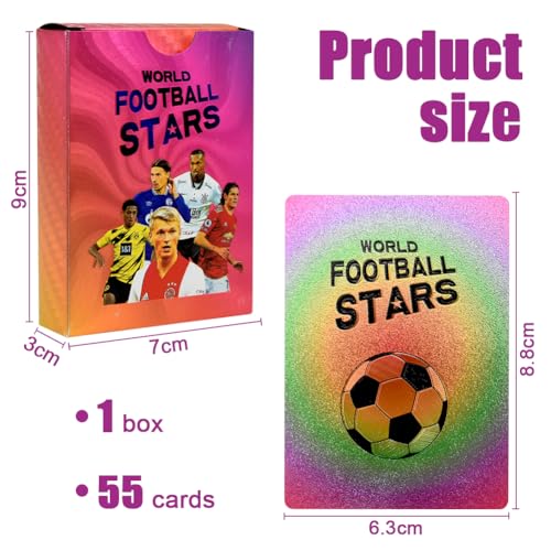 LOBHCP Tarjeta Estrella del Fútbol 55 Cartas World Cup Football Star Card Soccer Star Collection Cards Top Trumps Tarjetas de Fútbol Regalos de Fútbol No Original