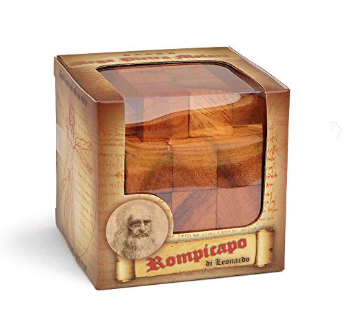 Logica Juegos Art. Mega Piedra Amoladora - Mega Burr Puzzle - Rompecabezas de Madera 3D - Dificultad 5/6 Increíble - Colección Leonardo da Vinci