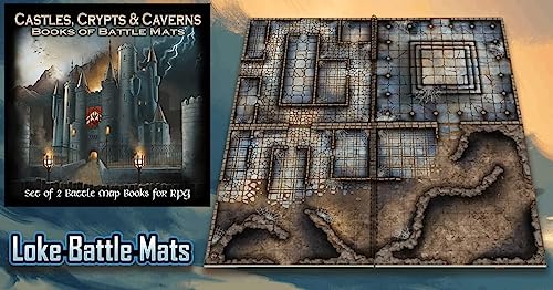 Loke Battle Mats Libro Bandeja de Juego: Pack de 2 Libros - Castles, Crypts & Caverns