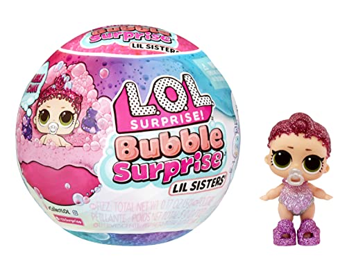 LOL Surprise Bubble Surprise Lil Sisters - SURTIDO ALEATORIO - Muñeca coleccionable, hermanita, sorpresas, accesorios, unboxing e espuma brillante Bubble Surprise - Ideal para niños de 4+ años