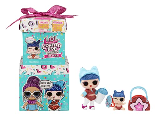 LOL Surprise Confetti Pop Birthday Sisters - Edición Limitada de Muñecas Coleccionables Lil Sister con 10 Sorpresas en Caja Regalo - Incluye Ropa y Accesorios - Regalo para Niñas de 4+ Años