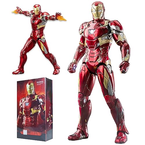 LonullyMege Ironman MK46 - Figuras de acción de 7 pulgadas, juguetes coleccionables movibles, pintura de metal completa con muchos accesorios, modelo Stark (escala 1/10)