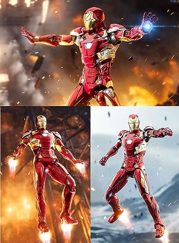 LonullyMege Ironman MK46 - Figuras de acción de 7 pulgadas, juguetes coleccionables movibles, pintura de metal completa con muchos accesorios, modelo Stark (escala 1/10)