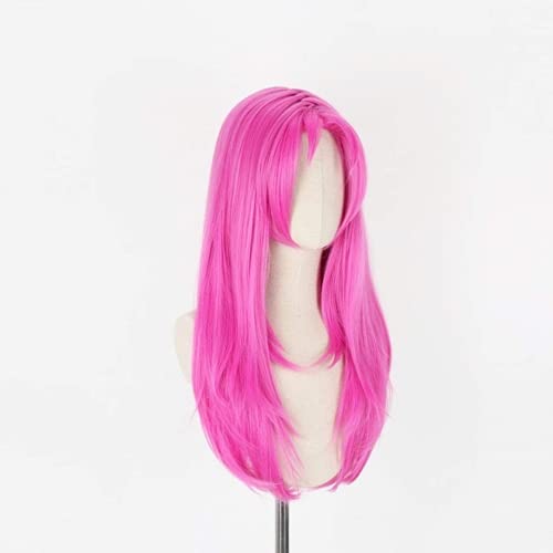 Lshpresx Diavolo Cosplay peluca Anime pelo sintético peluca larga rosa con gorro de peluca gratis