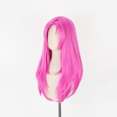Lshpresx Diavolo Cosplay peluca Anime pelo sintético peluca larga rosa con gorro de peluca gratis