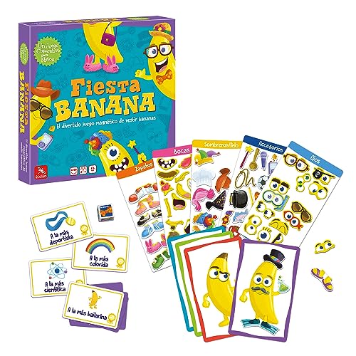Ludilo - Fiesta Banana | Juegos De Mesa Niños 4 Años O Más | Juegos Educativos Niños 4 Años O Más | Juegos Magneticos 84 Piezas Magnéticas | Juegos Niños