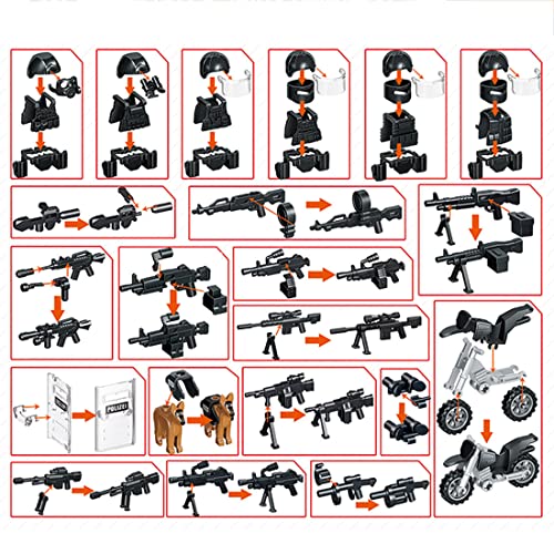 LuminaNova Juego de armas militares WW2 Guerras Espaciales Militares Armas Armadura Tema Militar Juego de Armas para Minifiguras, Compatible con Lego Frontier Peacekeeping Armas
