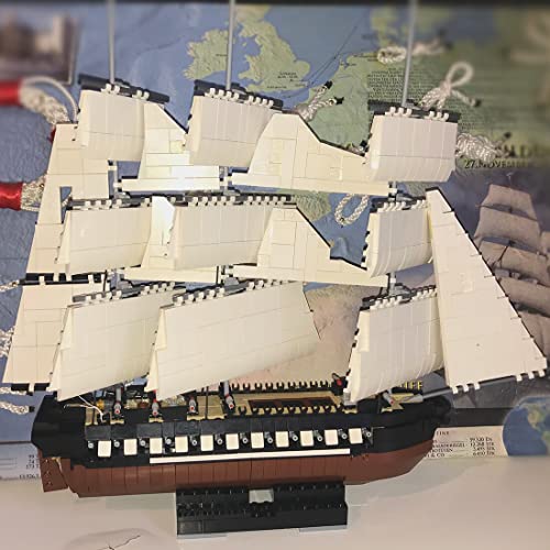 Lumitex Technik USS Constitution - Bloques de construcción de barcos compatibles con Lego, 1392 piezas, 1:200, gran nave, construcción para adultos y niños