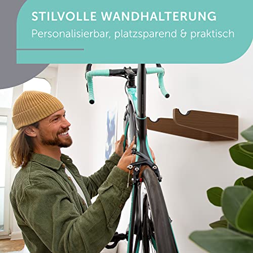 madeco FlyBike S - Soporte de pared de madera para bicicleta, diseño de nogal