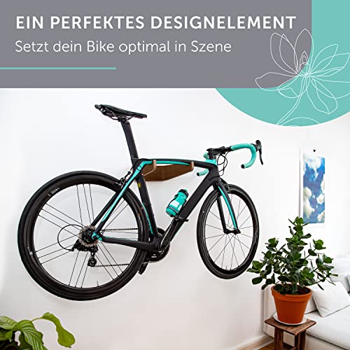 madeco FlyBike S - Soporte de pared de madera para bicicleta, diseño de nogal