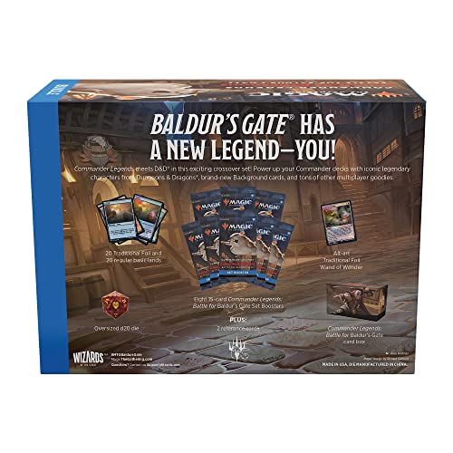 Magic The Gathering Bundle de Commander Legends: Battle for Baldur’s Gate, de 8 Sobres de edición y Accesorios, Versión en Inglés, D10080000, a partir de 13 años