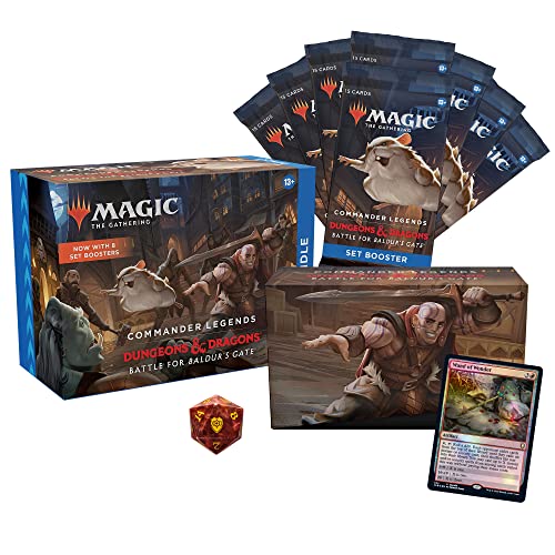 Magic The Gathering Bundle de Commander Legends: Battle for Baldur’s Gate, de 8 Sobres de edición y Accesorios, Versión en Inglés, D10080000, a partir de 13 años