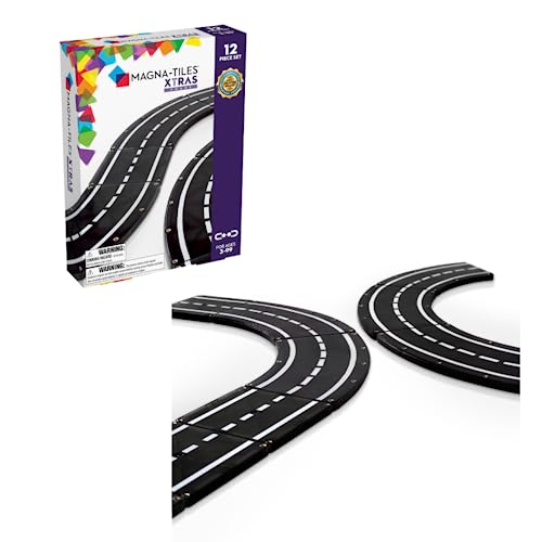 MAGNA-TILES XTRAS: Roads Juego de construcción magnética de 12 piezas, la marca original de construcción magnética