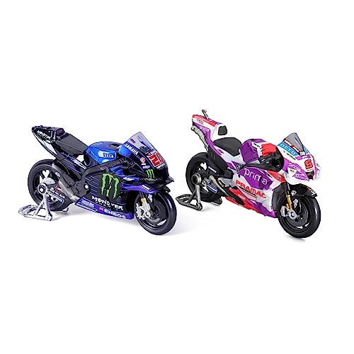 Maisto – Moto GP Racing – Yamaha Factory #20Quartararo y Ducati Pramac #5Zarco – Reproducción del vehículo a escala 1/18 – A partir de 14 años – M36373