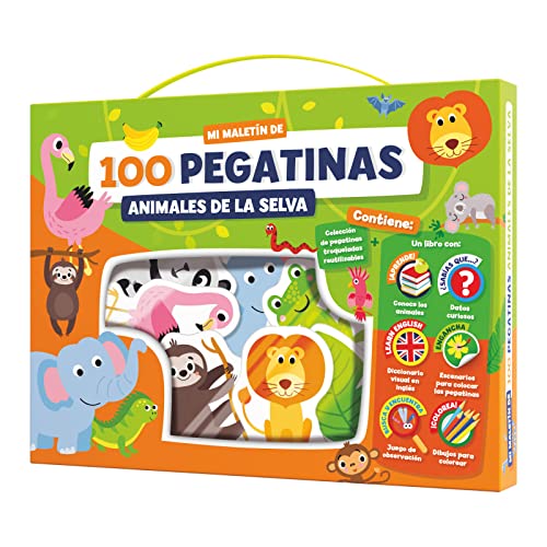 MALETIN 100 PEGATINAS - ANIMALES EN LA SELVA