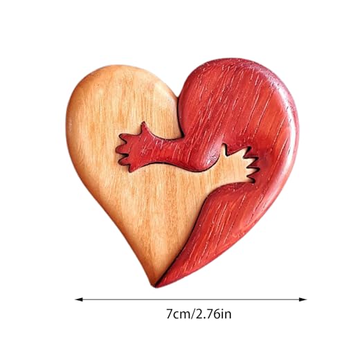 manting Esculturas de rompecabezas de corazón | Corazones de madera para boda | Decoración de corazones de abrazo y amor | Fichas de madera para parejas | Para parejas y amigos, 7 cm