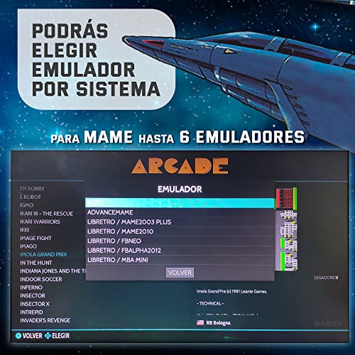 Maquina Arcade, 1 Jugador, Xain'd Sleena, 30.000 Juegos ordenados por Orden alfabético y sin duplicidades, 8 Botones de Juego, Retroarch, EmulationStation