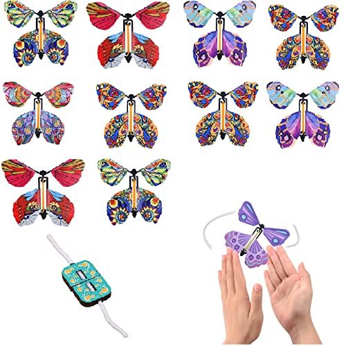 Mariposa Voladora Mágicas,Mariposas Magic,Flying Butterfly Toy,10pcs Mariposas Voladoras,con Cuerda Mágica Cuerda Rota,para Regalos de Cumpleaños,Educación Infantil,Regalos Sorpresa (Color Aleatorio)