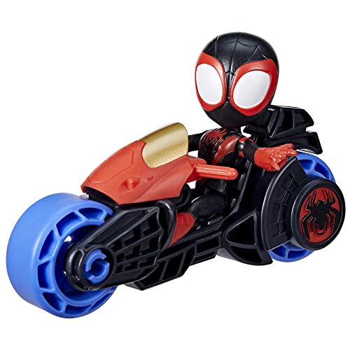 Marvel - Spidey y su superequipo - Figura de Miles Morales y Motocicleta de Juguete - Juguetes para niños y niñas a Partir de 3 años