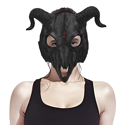 Máscara de diablo, cuernos de cabra, máscara de disfraces, máscara de animales, máscara de dioses, cuerno de carnero de animal, máscara de esqueleto, máscara de monstruo, cosplay para fiestas de