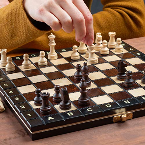 Master of Chess Tablero Ajedrez Magnetico Madera con Piezas 26 cm - Hecho a Mano Plegable Pequeño Juego de Ajedrez para Niños y Adultos
