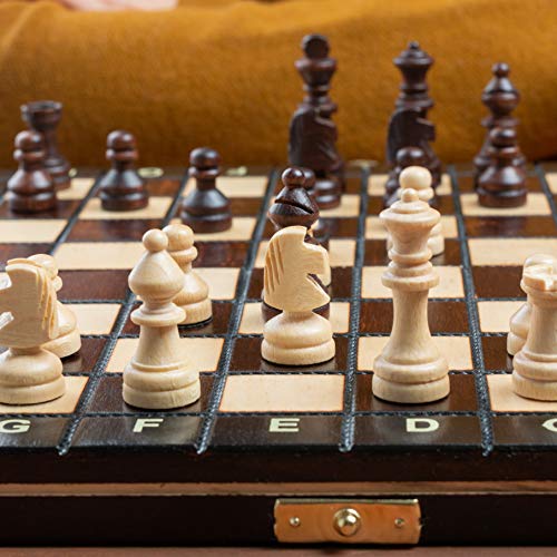 Master of Chess Tablero Ajedrez Magnetico Madera con Piezas 26 cm - Hecho a Mano Plegable Pequeño Juego de Ajedrez para Niños y Adultos