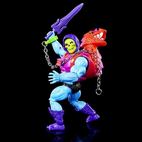 Masters of the Universe Origins Dragon Blaster Skeletor Figura de acción de lujo con accesorios, juguete coleccionable de MOTU de 14cm, HKM88